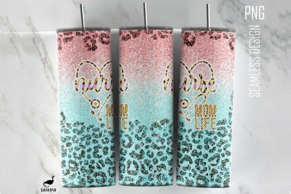 Nurse Mom Life Leopard Tumbler Wrap PNG