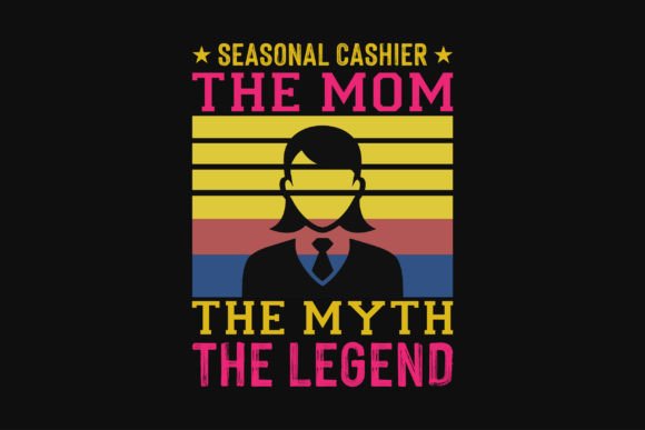 Seasonal Cashier Mom Vintage T-Shirt Design