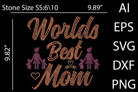 Worlds Best Mom Rhinestone Design